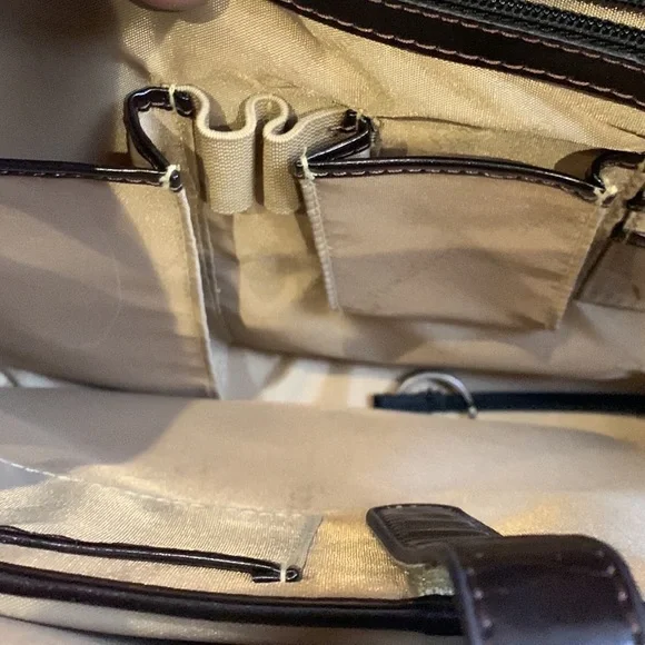 Franklin Covey Brown Leather Laptop Tablet Briefcase - Picture 8 of 16